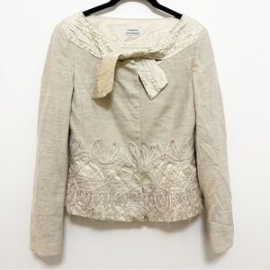 Philosophy di Alberta Ferretti Wool Cashmere Silk Neutral Blazer Size 6